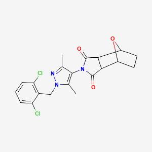 molecular formula C20H19Cl2N3O3 B4630302 4-[1-(2,6-dichlorobenzyl)-3,5-dimethyl-1H-pyrazol-4-yl]-10-oxa-4-azatricyclo[5.2.1.0~2,6~]decane-3,5-dione 