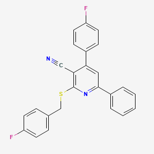 molecular formula C25H16F2N2S B4630408 2-[(4-fluorobenzyl)thio]-4-(4-fluorophenyl)-6-phenylnicotinonitrile 