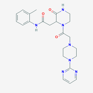 molecular formula C23H29N7O3 B4630434 N-(2-methylphenyl)-2-(3-oxo-1-{[4-(2-pyrimidinyl)-1-piperazinyl]acetyl}-2-piperazinyl)acetamide 