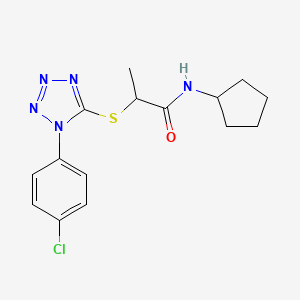 2-{[1-(4-chlorophenyl)-1H-tetrazol-5-yl]thio}-N-cyclopentylpropanamide