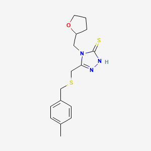 molecular formula C16H21N3OS2 B4630495 5-{[(4-methylbenzyl)thio]methyl}-4-(tetrahydro-2-furanylmethyl)-4H-1,2,4-triazole-3-thiol 