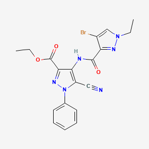 molecular formula C19H17BrN6O3 B4630499 ethyl 4-{[(4-bromo-1-ethyl-1H-pyrazol-3-yl)carbonyl]amino}-5-cyano-1-phenyl-1H-pyrazole-3-carboxylate 