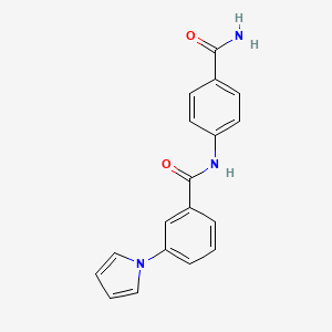 molecular formula C18H15N3O2 B4630521 N-[4-(氨基羰基)苯基]-3-(1H-吡咯-1-基)苯甲酰胺 