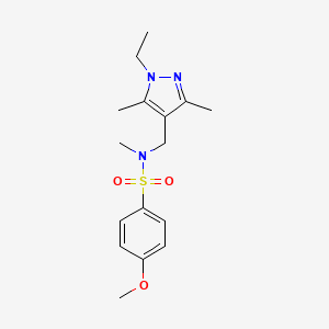 molecular formula C16H23N3O3S B4630553 N-[(1-ethyl-3,5-dimethyl-1H-pyrazol-4-yl)methyl]-4-methoxy-N-methylbenzenesulfonamide 