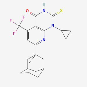 molecular formula C21H22F3N3OS B4630602 7-(1-adamantyl)-1-cyclopropyl-2-mercapto-5-(trifluoromethyl)pyrido[2,3-d]pyrimidin-4(1H)-one CAS No. 938001-72-0