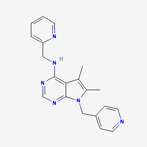 molecular formula C20H20N6 B4630629 5,6-dimethyl-N-(2-pyridinylmethyl)-7-(4-pyridinylmethyl)-7H-pyrrolo[2,3-d]pyrimidin-4-amine 