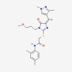 molecular formula C23H29N5O3S B4630676 N-(2,4-二甲苯基)-2-{[4-[(1,3-二甲基-1H-吡唑-4-基)亚甲基]-1-(3-甲氧基丙基)-5-氧代-4,5-二氢-1H-咪唑-2-基]硫代}乙酰胺 