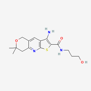 molecular formula C16H21N3O3S B4630697 3-amino-N-(3-hydroxypropyl)-7,7-dimethyl-7,8-dihydro-5H-pyrano[4,3-b]thieno[3,2-e]pyridine-2-carboxamide 