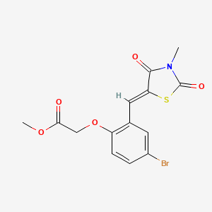 molecular formula C14H12BrNO5S B4630700 methyl {4-bromo-2-[(3-methyl-2,4-dioxo-1,3-thiazolidin-5-ylidene)methyl]phenoxy}acetate 