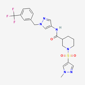 molecular formula C21H23F3N6O3S B4630726 1-[(1-methyl-1H-pyrazol-4-yl)sulfonyl]-N-{1-[3-(trifluoromethyl)benzyl]-1H-pyrazol-4-yl}-3-piperidinecarboxamide 