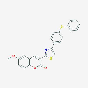 molecular formula C25H17NO3S2 B463074 6-methoxy-3-{4-[4-(phenylsulfanyl)phenyl]-1,3-thiazol-2-yl}-2H-chromen-2-one CAS No. 333773-58-3