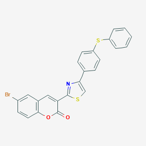 molecular formula C24H14BrNO2S2 B463075 6-bromo-3-{4-[4-(phenylsulfanyl)phenyl]-1,3-thiazol-2-yl}-2H-chromen-2-one CAS No. 333773-61-8