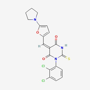 molecular formula C19H15Cl2N3O3S B4630753 1-(2,3-二氯苯基)-5-{[5-(1-吡咯烷基)-2-呋喃基]亚甲基}-2-硫代二氢-4,6(1H,5H)-嘧啶二酮 
