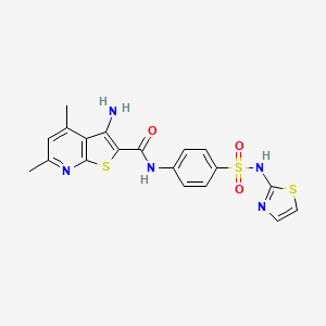 molecular formula C19H17N5O3S3 B4630776 3-amino-4,6-dimethyl-N-{4-[(1,3-thiazol-2-ylamino)sulfonyl]phenyl}thieno[2,3-b]pyridine-2-carboxamide 
