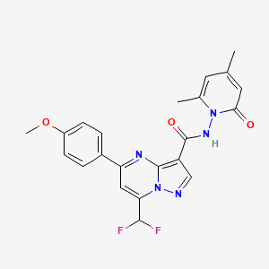 molecular formula C22H19F2N5O3 B4630865 7-(二氟甲基)-N-(4,6-二甲基-2-氧代-1(2H)-吡啶基)-5-(4-甲氧基苯基)吡唑并[1,5-a]嘧啶-3-甲酰胺 