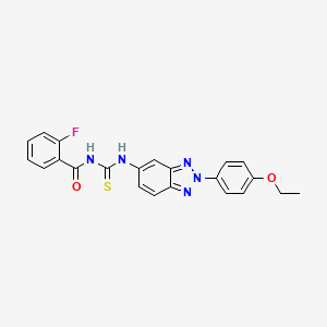 molecular formula C22H18FN5O2S B4630887 N-({[2-(4-ethoxyphenyl)-2H-1,2,3-benzotriazol-5-yl]amino}carbonothioyl)-2-fluorobenzamide 