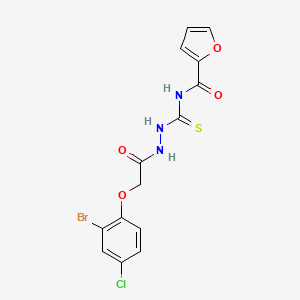 molecular formula C14H11BrClN3O4S B4630890 N-({2-[(2-bromo-4-chlorophenoxy)acetyl]hydrazino}carbonothioyl)-2-furamide 