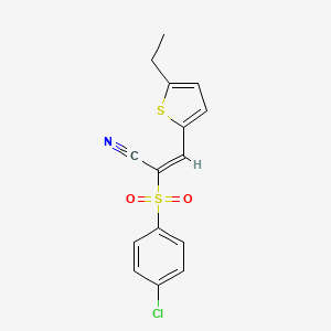 molecular formula C15H12ClNO2S2 B4630931 2-[(4-chlorophenyl)sulfonyl]-3-(5-ethyl-2-thienyl)acrylonitrile 