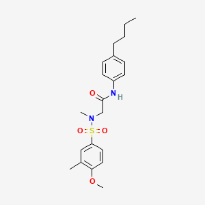 molecular formula C21H28N2O4S B4630934 N~1~-(4-butylphenyl)-N~2~-[(4-methoxy-3-methylphenyl)sulfonyl]-N~2~-methylglycinamide 