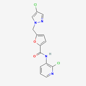 molecular formula C14H10Cl2N4O2 B4630935 5-[(4-chloro-1H-pyrazol-1-yl)methyl]-N-(2-chloro-3-pyridinyl)-2-furamide 