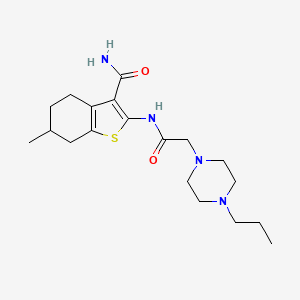molecular formula C19H30N4O2S B4630939 6-methyl-2-{[(4-propyl-1-piperazinyl)acetyl]amino}-4,5,6,7-tetrahydro-1-benzothiophene-3-carboxamide 
