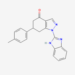 molecular formula C21H18N4O B4631044 1-(1H-benzimidazol-2-yl)-6-(4-methylphenyl)-1,5,6,7-tetrahydro-4H-indazol-4-one 