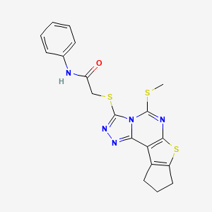 molecular formula C19H17N5OS3 B4631065 2-{[5-(甲硫基)-9,10-二氢-8H-环戊[4,5]噻吩并[3,2-e][1,2,4]三唑并[4,3-c]嘧啶-3-基]硫代}-N-苯基乙酰胺 