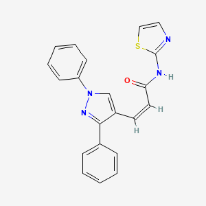 molecular formula C21H16N4OS B4631117 3-(1,3-diphenyl-1H-pyrazol-4-yl)-N-1,3-thiazol-2-ylacrylamide 