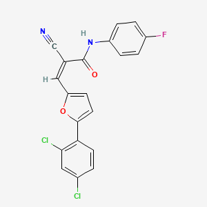 molecular formula C20H11Cl2FN2O2 B4631183 2-cyano-3-[5-(2,4-dichlorophenyl)-2-furyl]-N-(4-fluorophenyl)acrylamide 