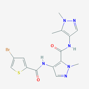 molecular formula C15H15BrN6O2S B4631190 4-{[(4-bromo-2-thienyl)carbonyl]amino}-N-(1,5-dimethyl-1H-pyrazol-4-yl)-1-methyl-1H-pyrazole-5-carboxamide 