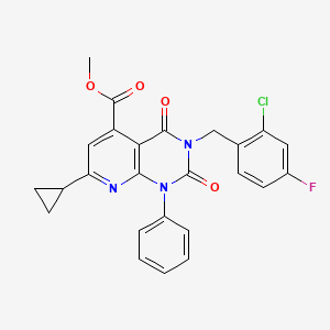 molecular formula C25H19ClFN3O4 B4631262 methyl 3-(2-chloro-4-fluorobenzyl)-7-cyclopropyl-2,4-dioxo-1-phenyl-1,2,3,4-tetrahydropyrido[2,3-d]pyrimidine-5-carboxylate 
