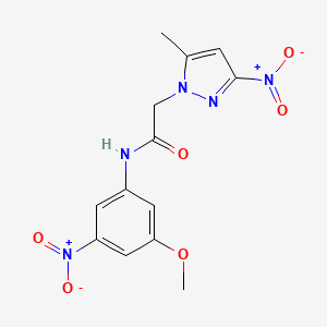 molecular formula C13H13N5O6 B4631264 N-(3-methoxy-5-nitrophenyl)-2-(5-methyl-3-nitro-1H-pyrazol-1-yl)acetamide 