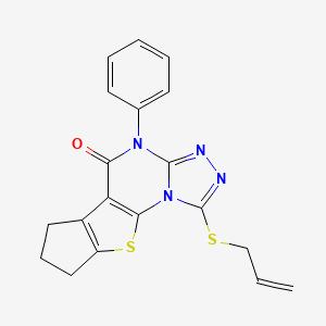 molecular formula C19H16N4OS2 B4631302 1-(烯丙硫基)-4-苯基-7,8-二氢-6H-环戊并[4,5]噻吩并[3,2-e][1,2,4]三唑并[4,3-a]嘧啶-5(4H)-酮 