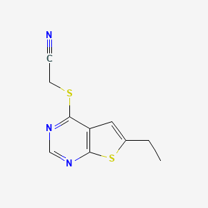 molecular formula C10H9N3S2 B4631308 [(6-ethylthieno[2,3-d]pyrimidin-4-yl)thio]acetonitrile 