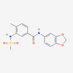 molecular formula C16H16N2O5S B4631311 N-1,3-苯并二氧杂环-5-基-4-甲基-3-[(甲基磺酰基)氨基]苯甲酰胺 