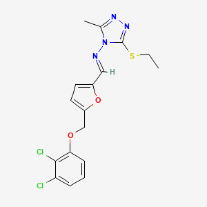 molecular formula C17H16Cl2N4O2S B4631355 N-({5-[(2,3-dichlorophenoxy)methyl]-2-furyl}methylene)-3-(ethylthio)-5-methyl-4H-1,2,4-triazol-4-amine 