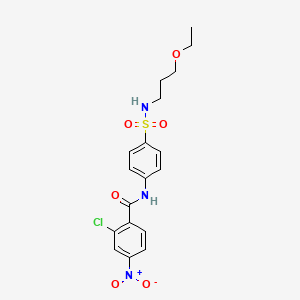 molecular formula C18H20ClN3O6S B4631449 2-chloro-N-(4-{[(3-ethoxypropyl)amino]sulfonyl}phenyl)-4-nitrobenzamide 