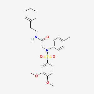 molecular formula C25H32N2O5S B4631494 N~1~-[2-(1-cyclohexen-1-yl)ethyl]-N~2~-[(3,4-dimethoxyphenyl)sulfonyl]-N~2~-(4-methylphenyl)glycinamide 