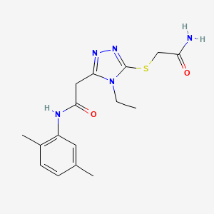 molecular formula C16H21N5O2S B4631524 2-{5-[(2-amino-2-oxoethyl)thio]-4-ethyl-4H-1,2,4-triazol-3-yl}-N-(2,5-dimethylphenyl)acetamide 