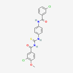 molecular formula C22H17Cl2N3O3S B4631544 3-chloro-N-[({4-[(3-chlorobenzoyl)amino]phenyl}amino)carbonothioyl]-4-methoxybenzamide 