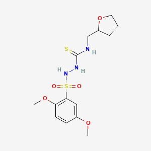 molecular formula C14H21N3O5S2 B4631551 2-[(2,5-dimethoxyphenyl)sulfonyl]-N-(tetrahydro-2-furanylmethyl)hydrazinecarbothioamide 