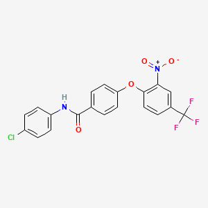 molecular formula C20H12ClF3N2O4 B4631588 N-(4-chlorophenyl)-4-[2-nitro-4-(trifluoromethyl)phenoxy]benzamide 