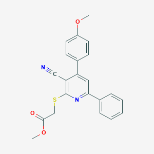 molecular formula C22H18N2O3S B463159 Methyl {[3-cyano-4-(4-methoxyphenyl)-6-phenyl-2-pyridinyl]sulfanyl}acetate CAS No. 314764-25-5