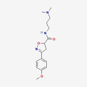 molecular formula C16H23N3O3 B4631613 N-[3-(二甲氨基)丙基]-3-(4-甲氧基苯基)-4,5-二氢-5-异恶唑甲酰胺 