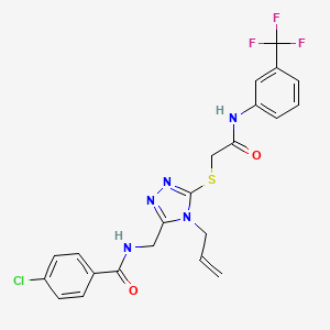 molecular formula C22H19ClF3N5O2S B4631660 N-({4-烯丙基-5-[(2-氧代-2-{[3-(三氟甲基)苯基]氨基}乙基)硫代]-4H-1,2,4-三唑-3-基}甲基)-4-氯苯甲酰胺 