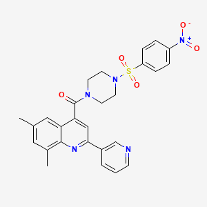 molecular formula C27H25N5O5S B4631693 6,8-dimethyl-4-({4-[(4-nitrophenyl)sulfonyl]-1-piperazinyl}carbonyl)-2-(3-pyridinyl)quinoline 