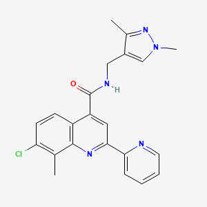molecular formula C22H20ClN5O B4631721 7-chloro-N-[(1,3-dimethyl-1H-pyrazol-4-yl)methyl]-8-methyl-2-(2-pyridinyl)-4-quinolinecarboxamide 