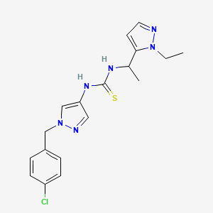 molecular formula C18H21ClN6S B4631753 N-[1-(4-chlorobenzyl)-1H-pyrazol-4-yl]-N'-[1-(1-ethyl-1H-pyrazol-5-yl)ethyl]thiourea 