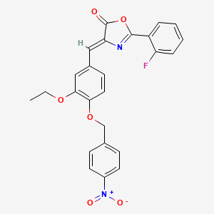 molecular formula C25H19FN2O6 B4631763 4-{3-ethoxy-4-[(4-nitrobenzyl)oxy]benzylidene}-2-(2-fluorophenyl)-1,3-oxazol-5(4H)-one 
