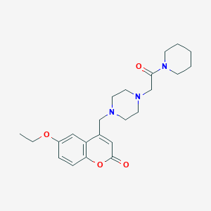 molecular formula C23H31N3O4 B4631771 6-ethoxy-4-({4-[2-oxo-2-(1-piperidinyl)ethyl]-1-piperazinyl}methyl)-2H-chromen-2-one 